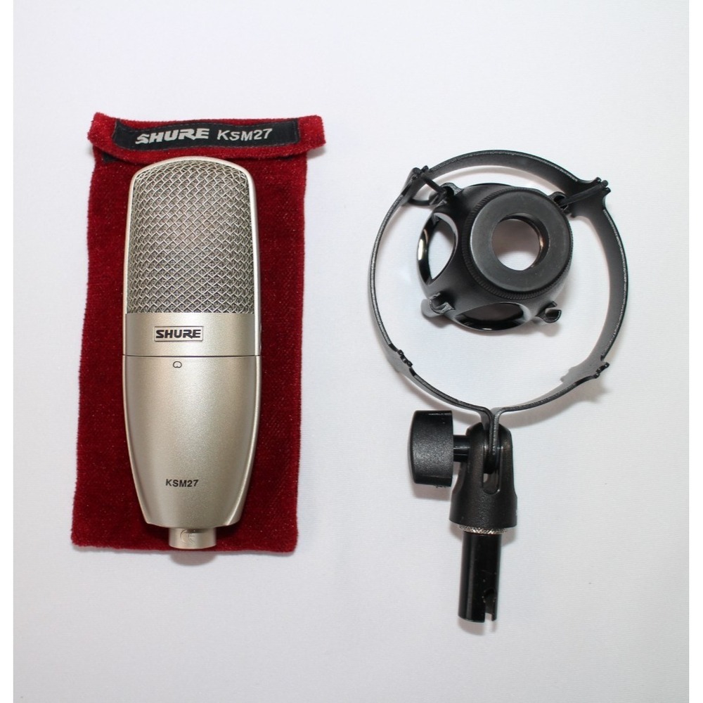 Shure KSM27 Condenser Microphone Cardioid XLR w/ Shock Mount & Pouch Tested